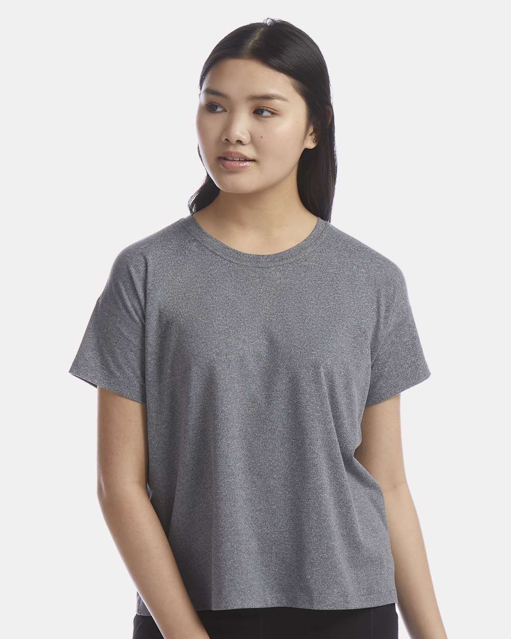 Women's Sport Soft Touch T-Shirt - OnModelFront - B03484103 - Ebony Heather