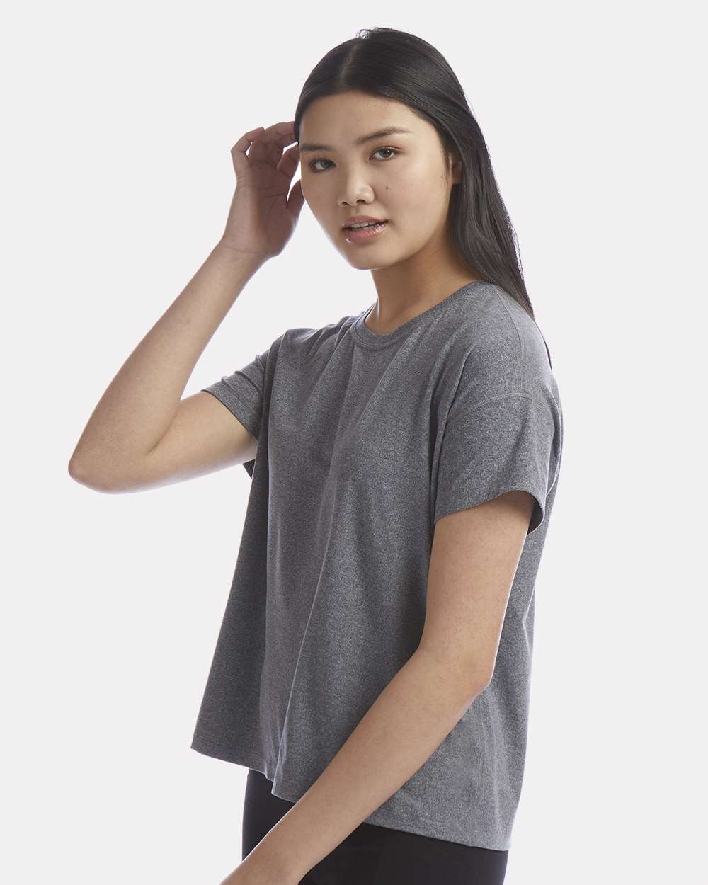 Women's Sport Soft Touch T-Shirt - OnModelSide - B03484103 - Ebony Heather