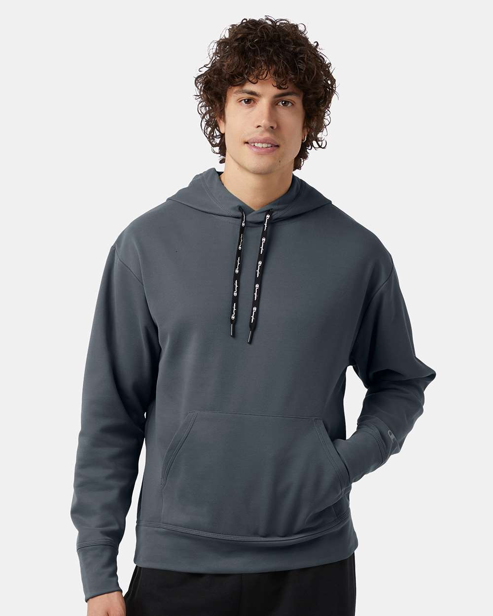 Unisex Sport Hooded Sweatshirt - OnModelFront - B04084113 - Stealth