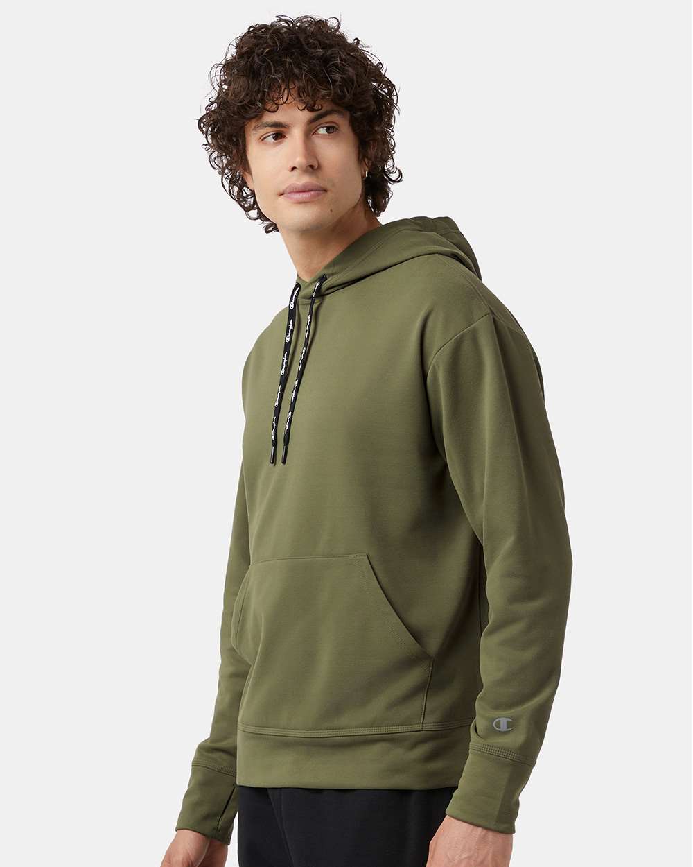 Unisex Sport Hooded Sweatshirt - OnModelSide - B04084103 - Fresh Olive