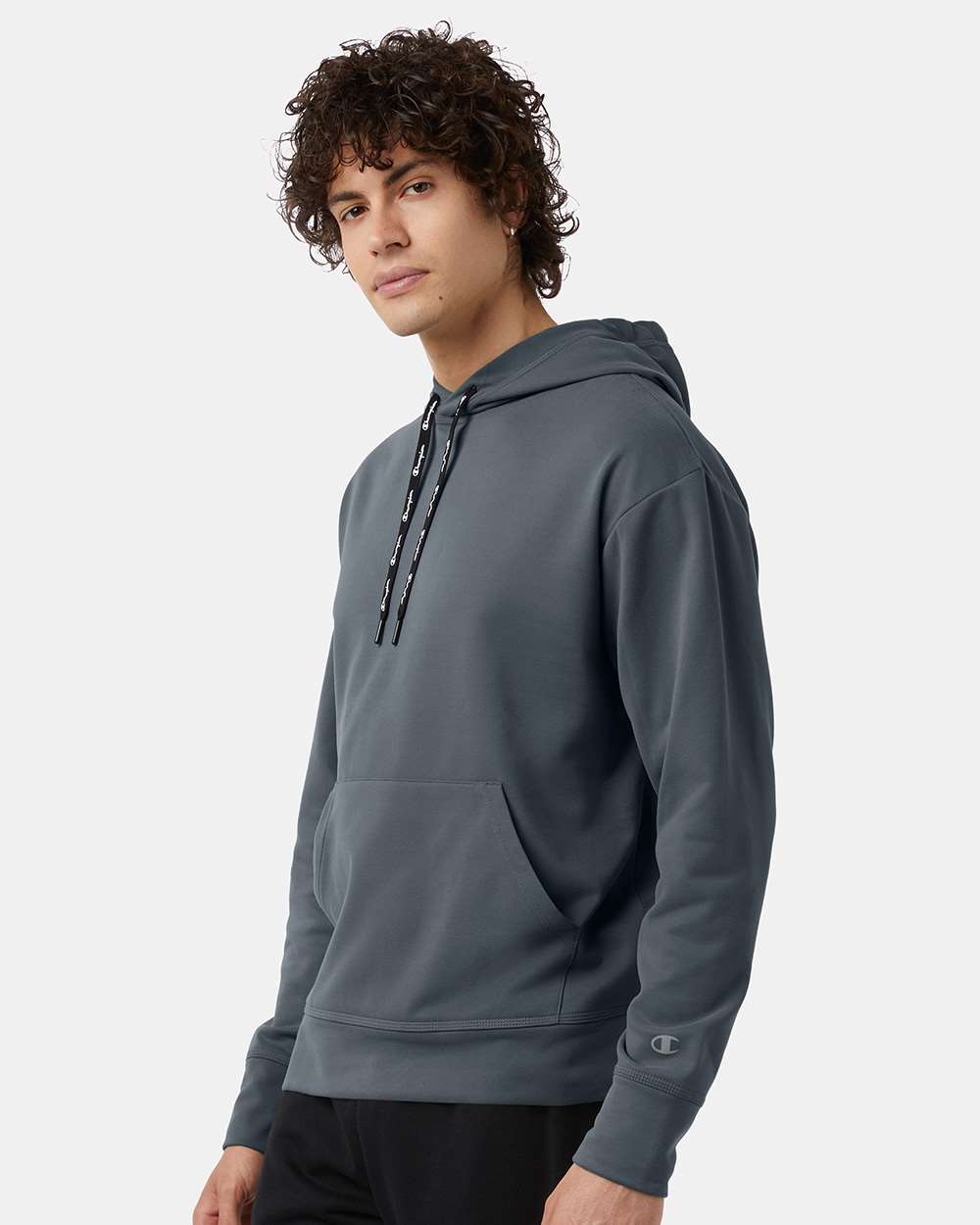 Unisex Sport Hooded Sweatshirt - OnModelSide - B04084113 - Stealth
