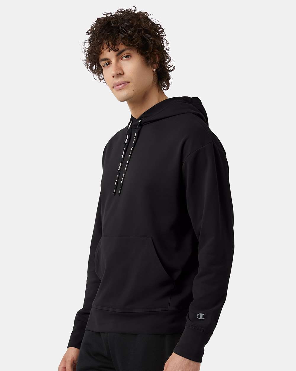 Unisex Sport Hooded Sweatshirt - OnModelSide - B04084503 - Black