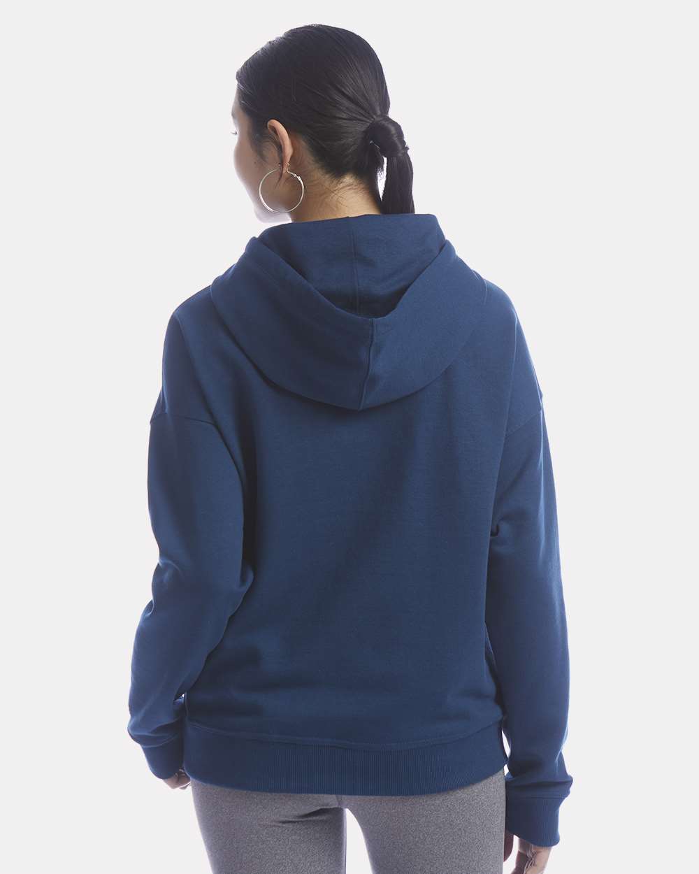 Women's Powerblend® Hooded Sweatshirt - OnModelBack - B04584653 - Late Night Blue