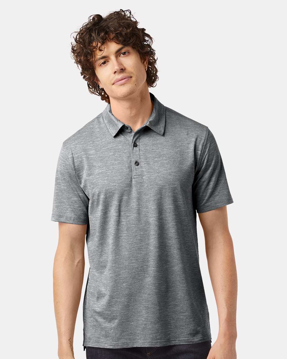 Men's Sport Polo - OnModelFront - B04684503 - Black Heather