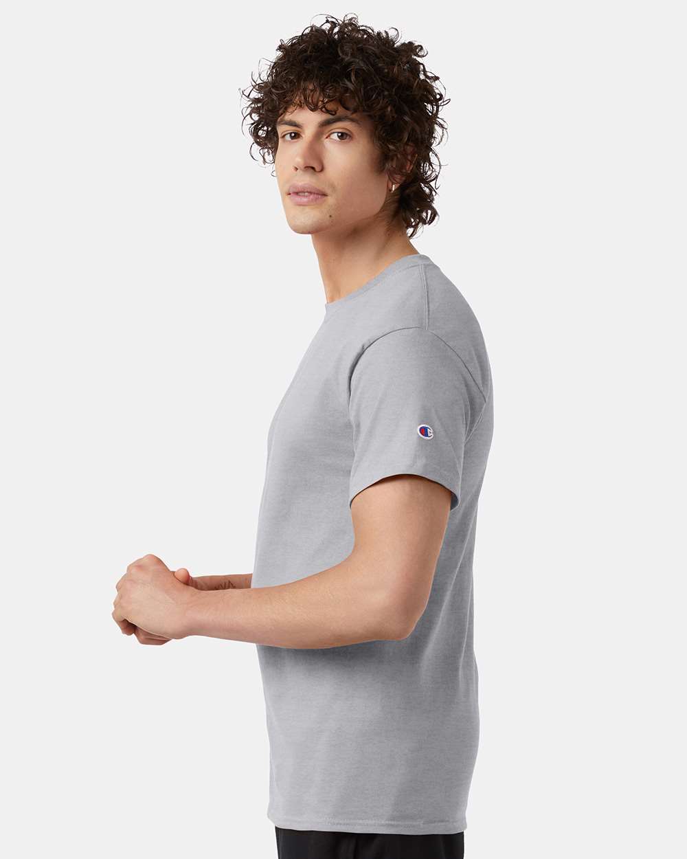 Men's Classic T-Shirt - OnModelSide - B00784583 - Light Steel