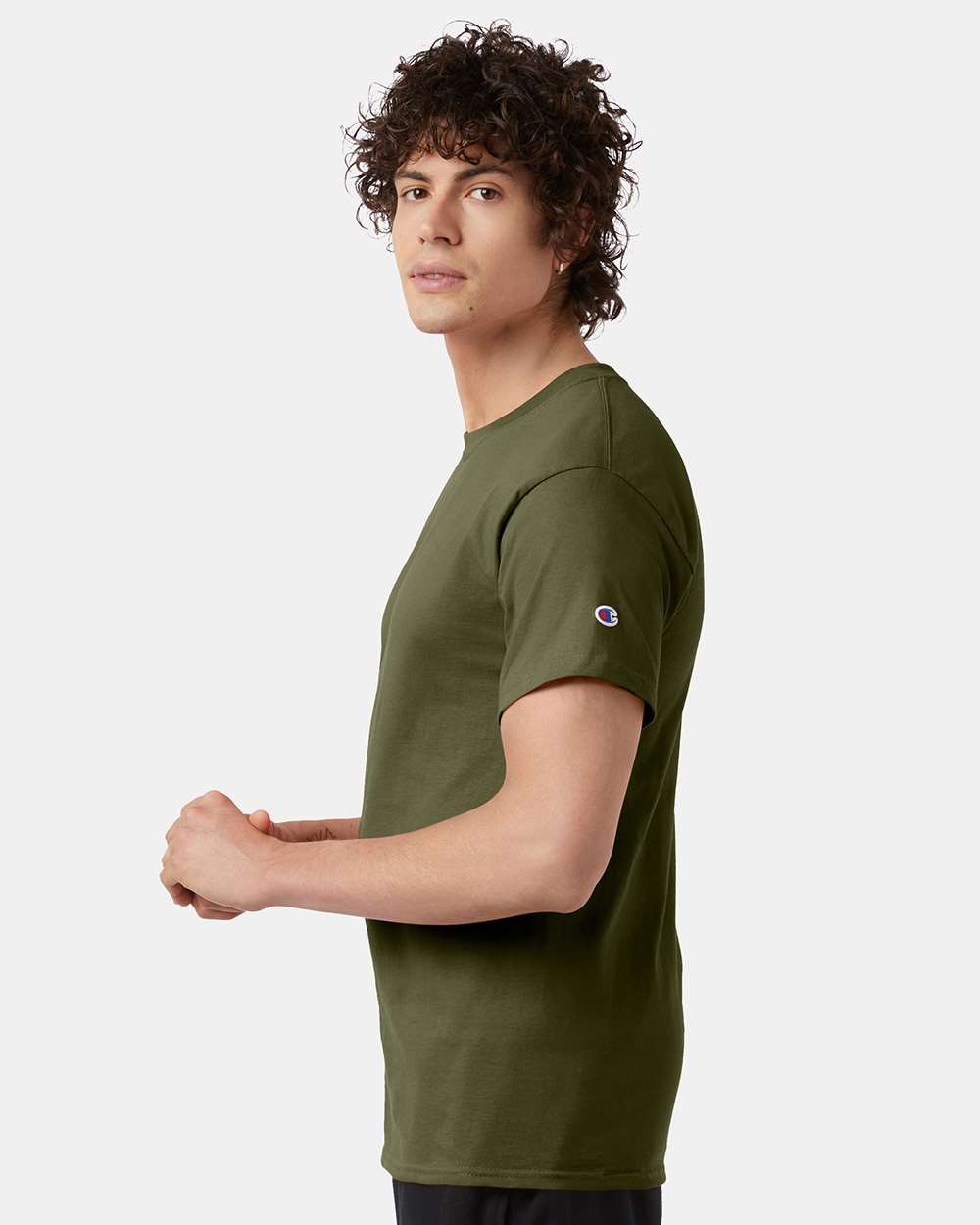 Men's Classic T-Shirt - OnModelSide - B00784643 - Fresh Olive