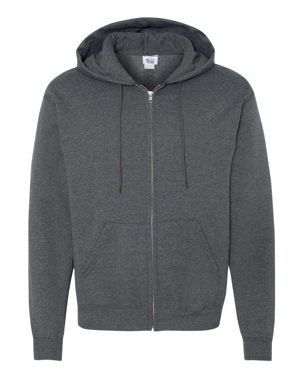 Men's Powerblend® Full-Zip Hooded Sweatshirt - Front - B25384093 - Charcoal Heather