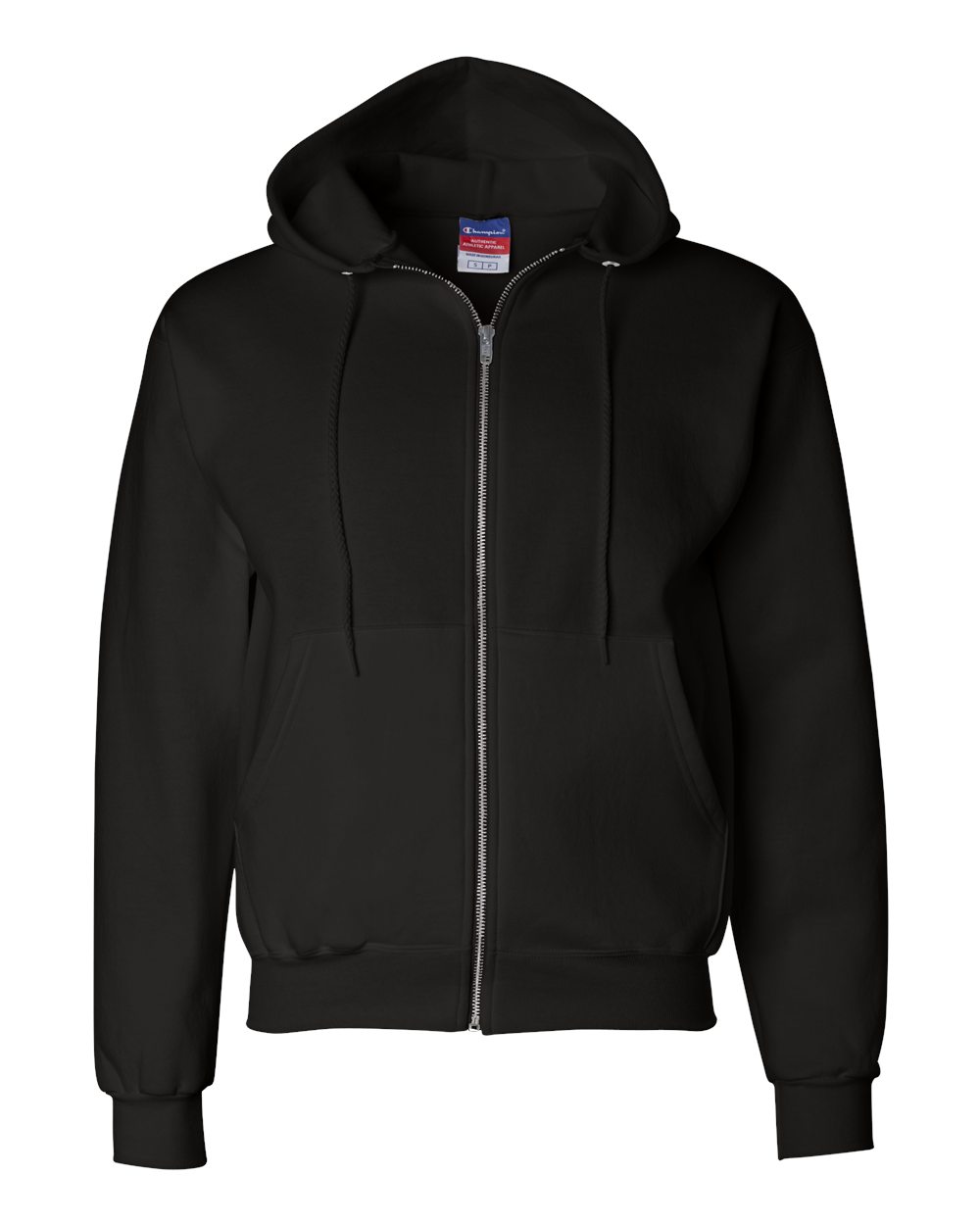 Men's Powerblend® Full-Zip Hooded Sweatshirt - Front - B25384503 - Black