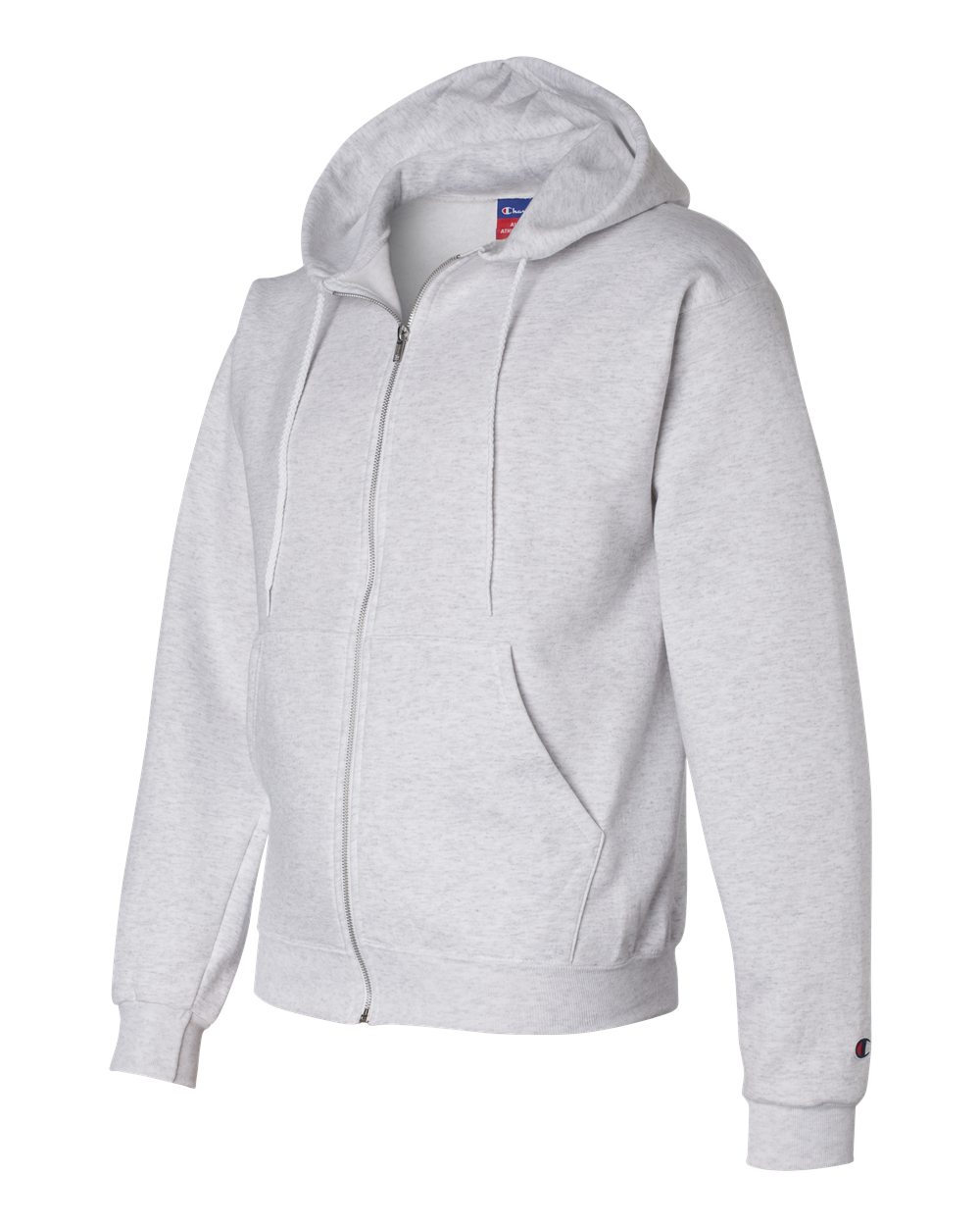 Men's Powerblend® Full-Zip Hooded Sweatshirt - Side - B25384023 - Silver Grey