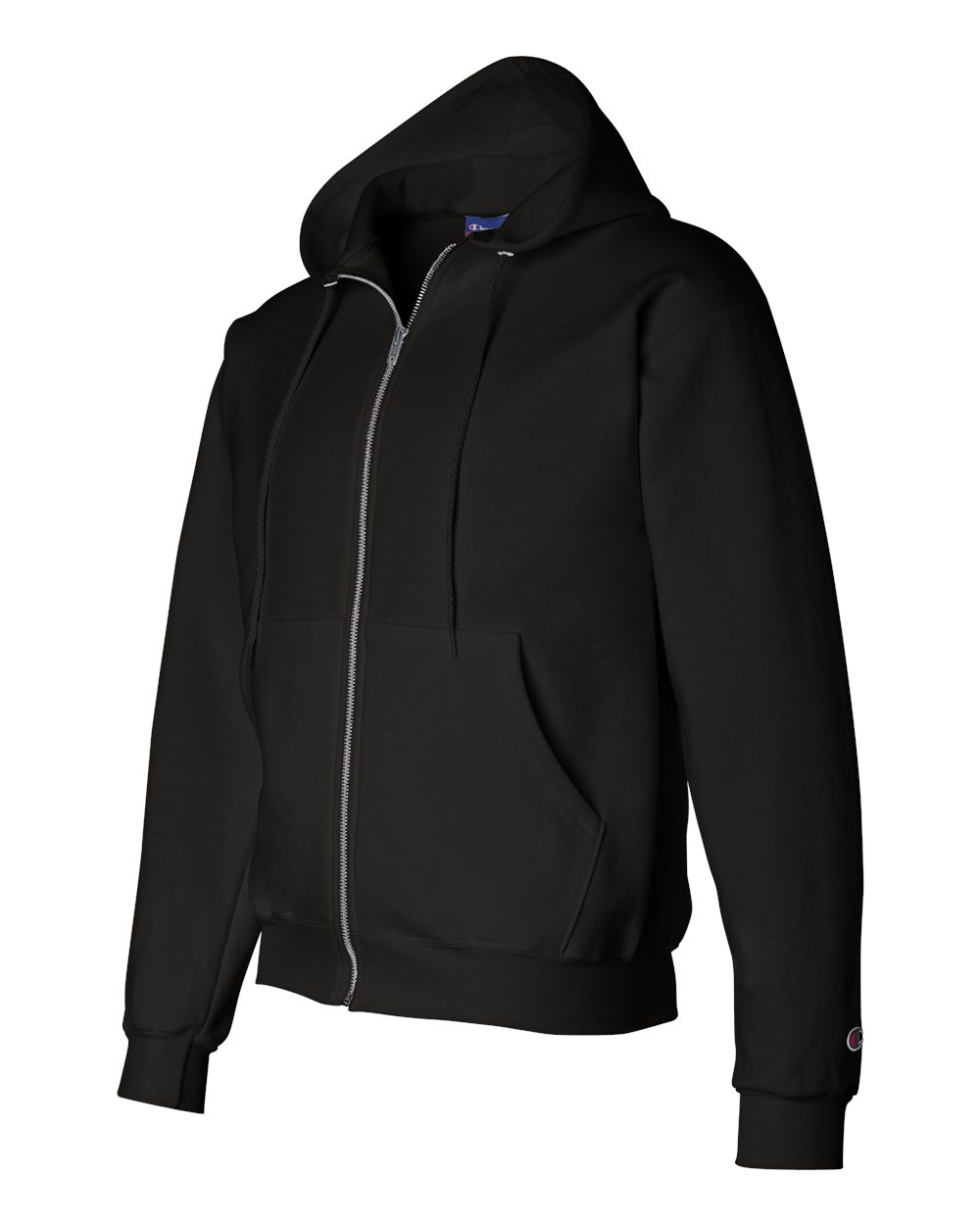 Men's Powerblend® Full-Zip Hooded Sweatshirt - Side - B25384503 - Black