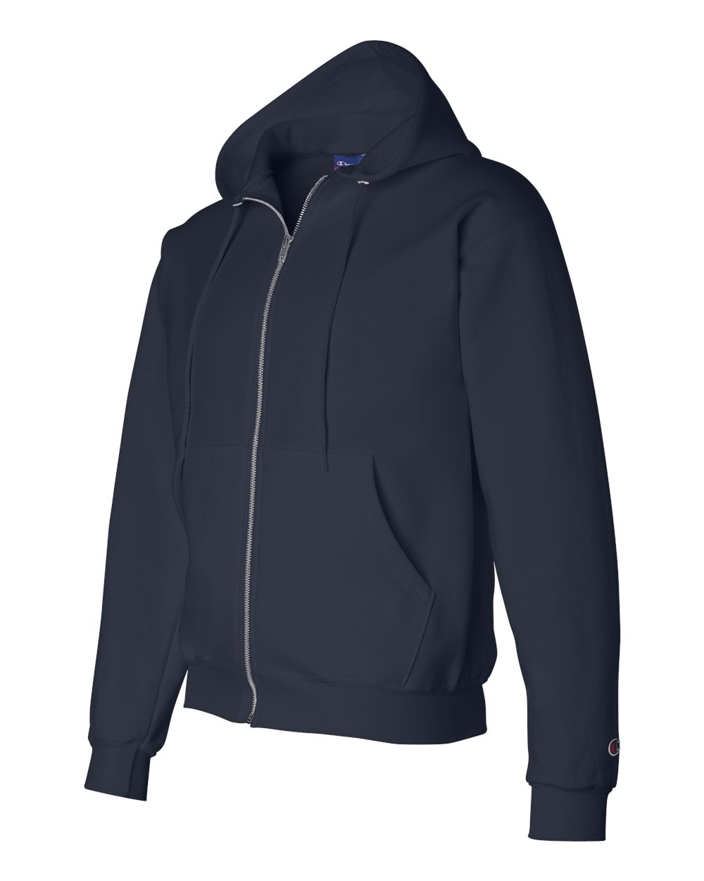 Men's Powerblend® Full-Zip Hooded Sweatshirt - Side - B25384653 - Navy