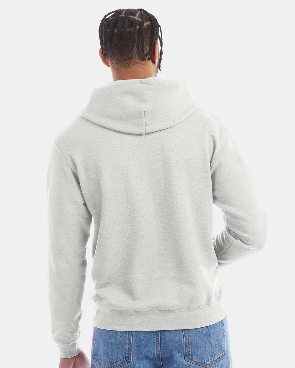 Men's Powerblend® Hooded Sweatshirt - OnModelBack - B22884023 - Silver Grey