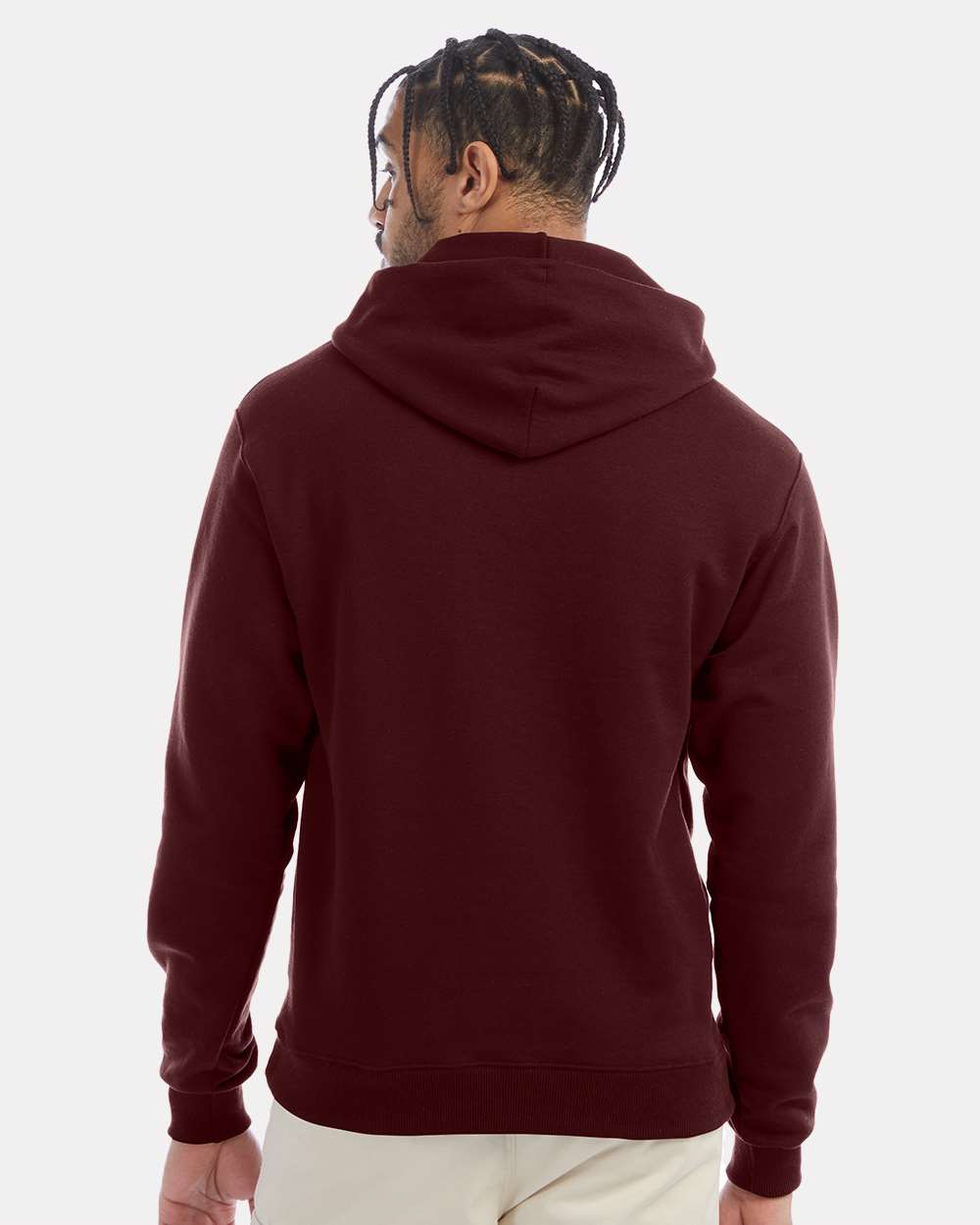 Men's Powerblend® Hooded Sweatshirt - OnModelBack - B22884533 - Maroon