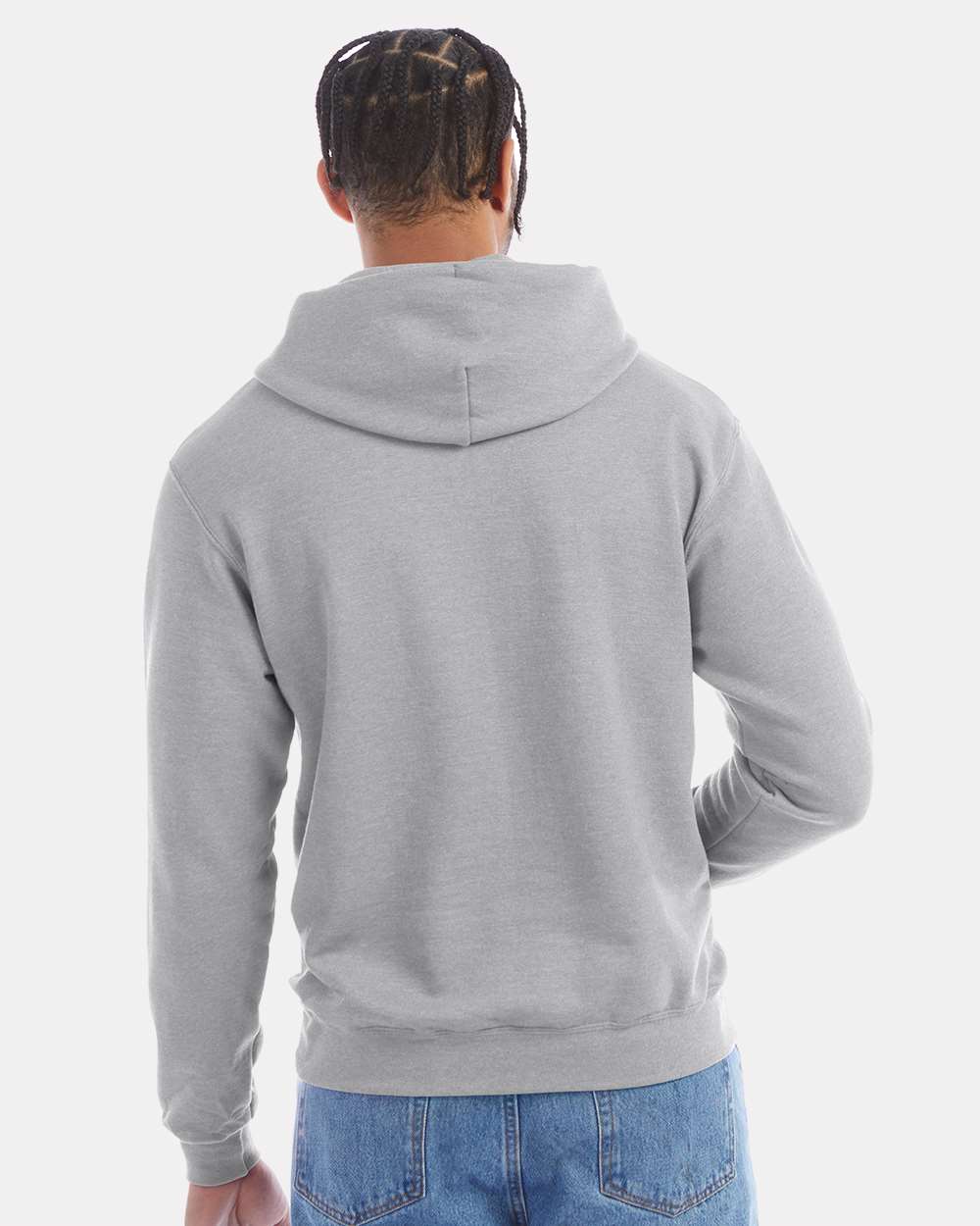 Men's Powerblend® Hooded Sweatshirt - OnModelBack - B22884583 - Light Steel