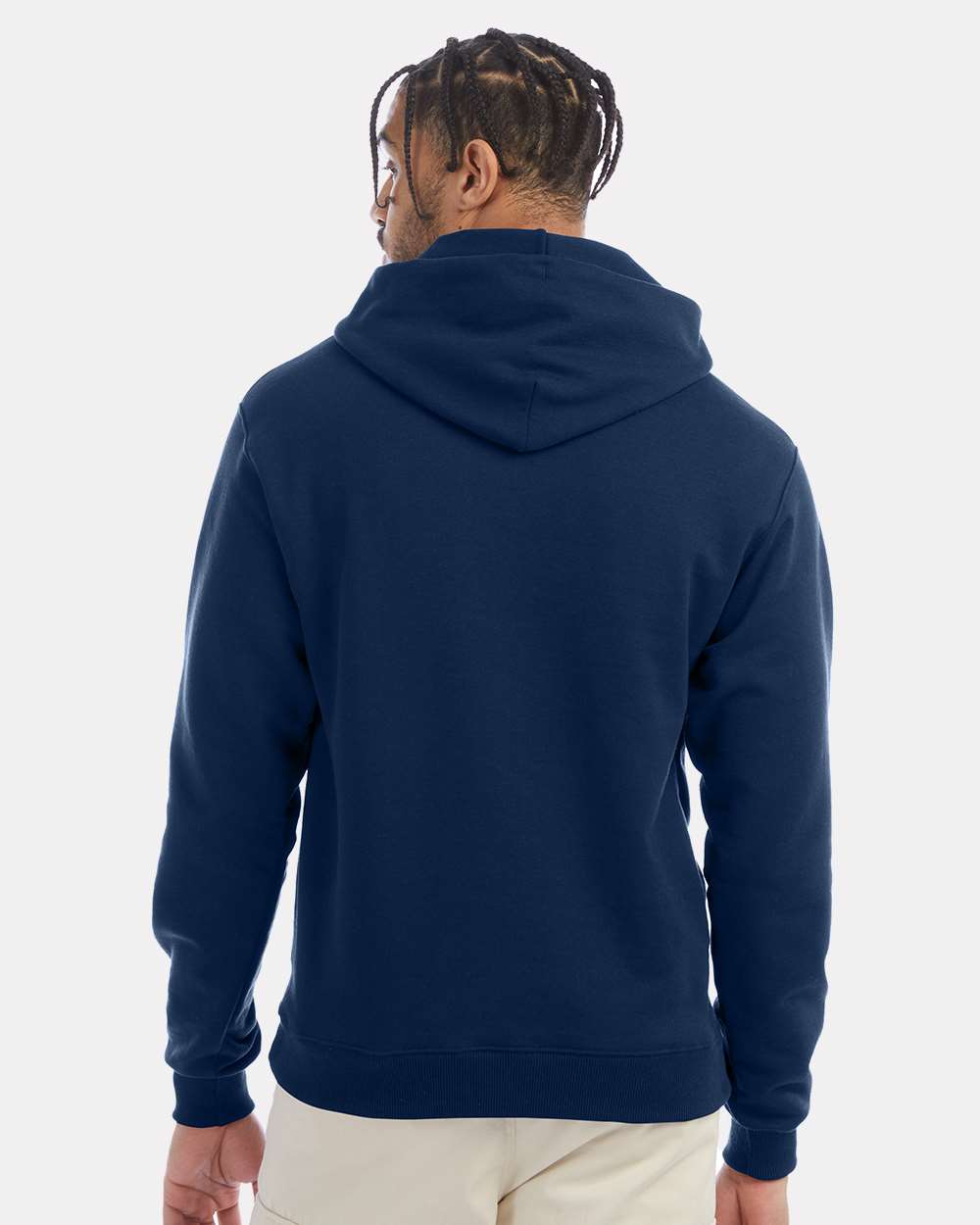 Men's Powerblend® Hooded Sweatshirt - OnModelBack - B22884673 - Late Night Blue