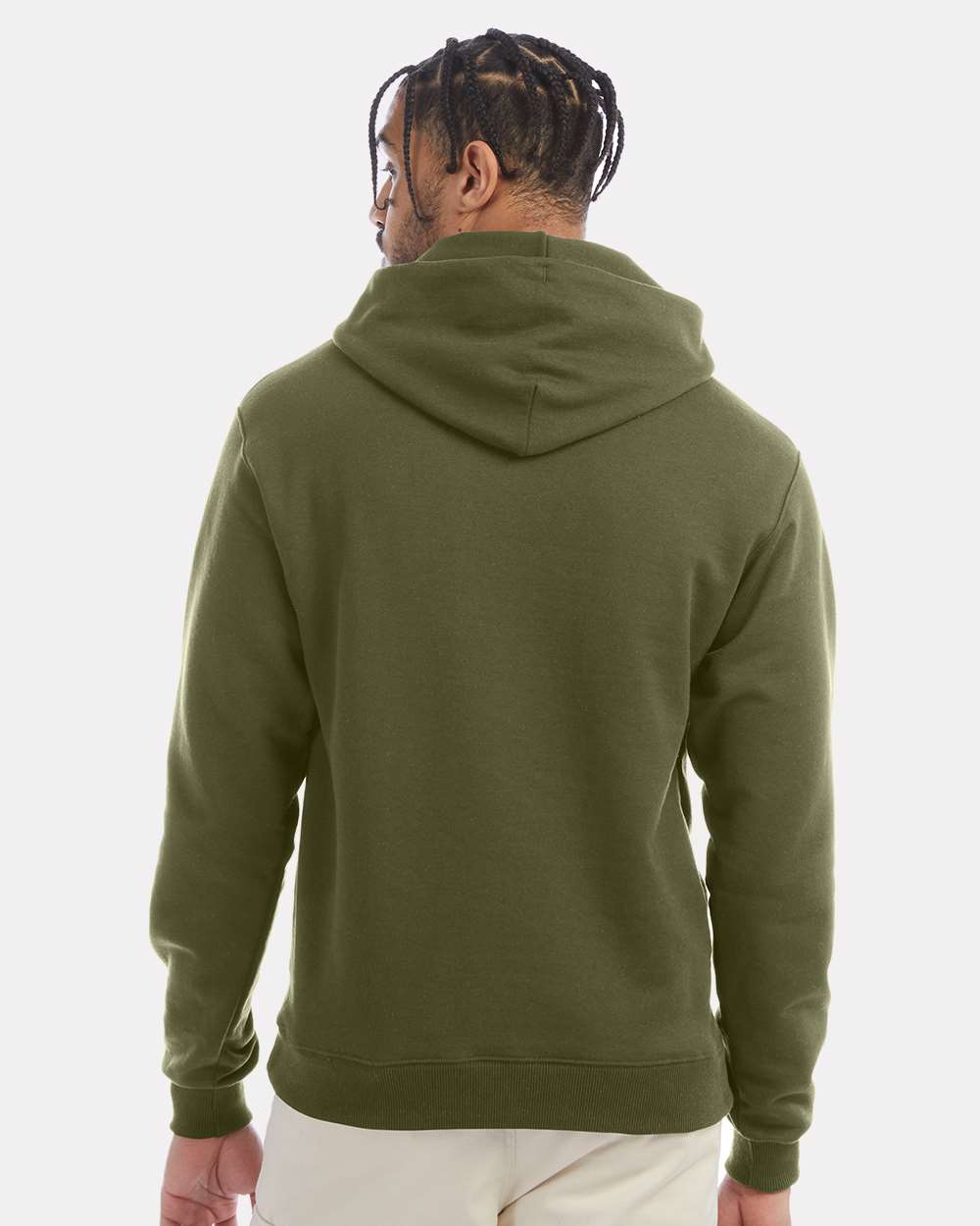 Men's Powerblend® Hooded Sweatshirt - OnModelBack - B22884683 - Fresh Olive