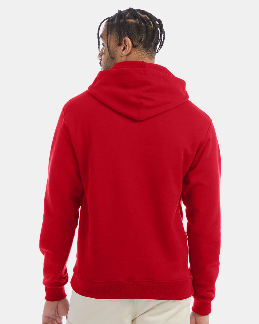 Men's Powerblend® Hooded Sweatshirt - OnModelBack - B22884703 - Scarlet