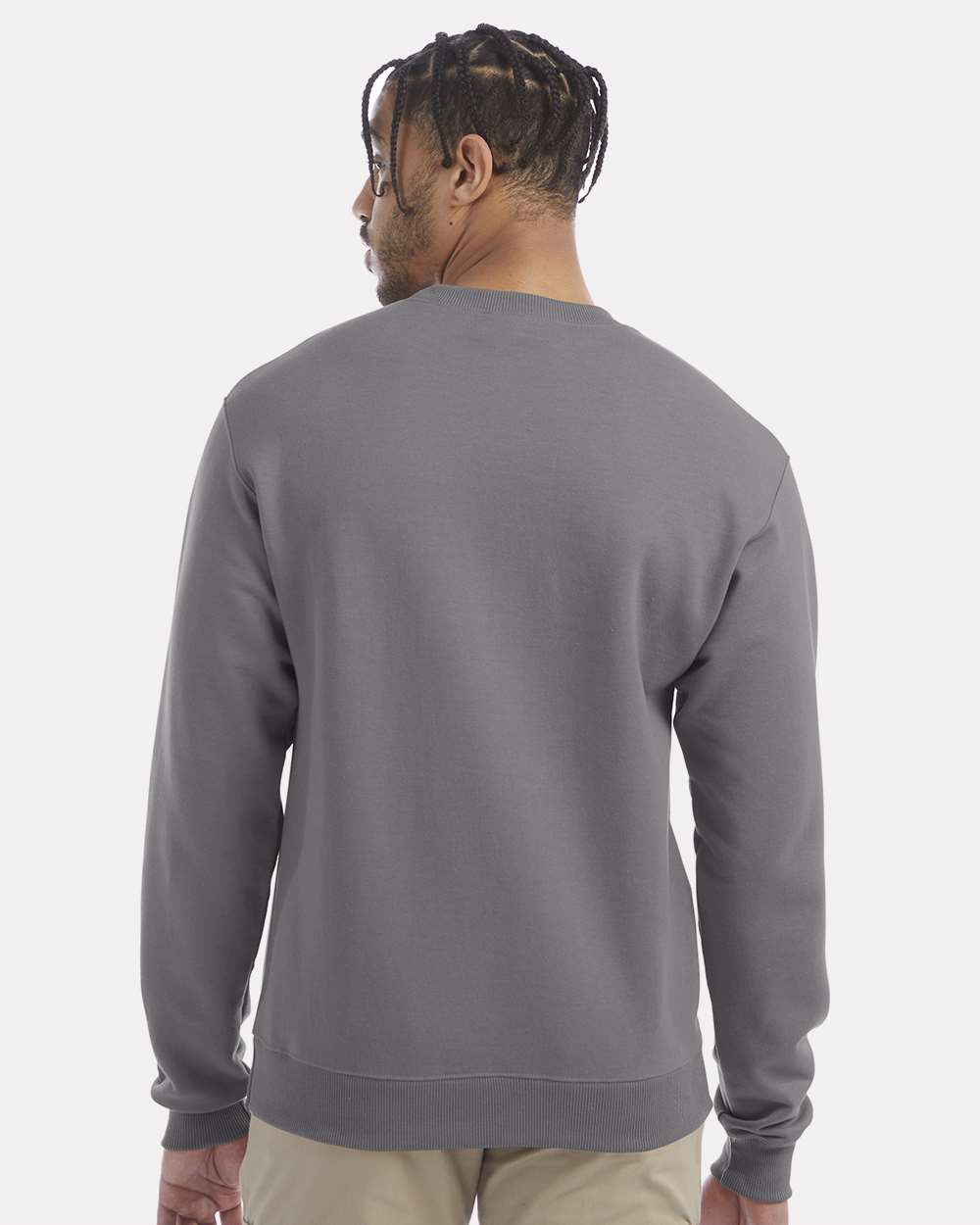 Men's Powerblend® Crewneck Sweatshirt - OnModelBack - B21284133 - Stone Grey