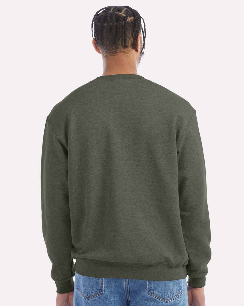 Men's Powerblend® Crewneck Sweatshirt - OnModelBack - B21284203 - Dark Green Heather