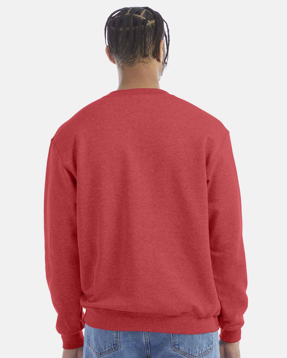 Men's Powerblend® Crewneck Sweatshirt - OnModelBack - B21284717 - Scarlet Heather