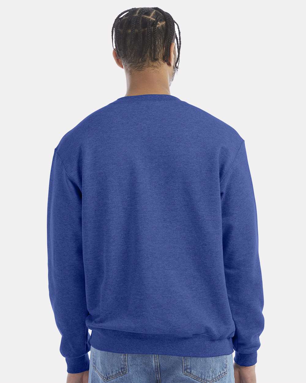 Men's Powerblend® Crewneck Sweatshirt - OnModelBack - B21284783 - Royal Blue Heather