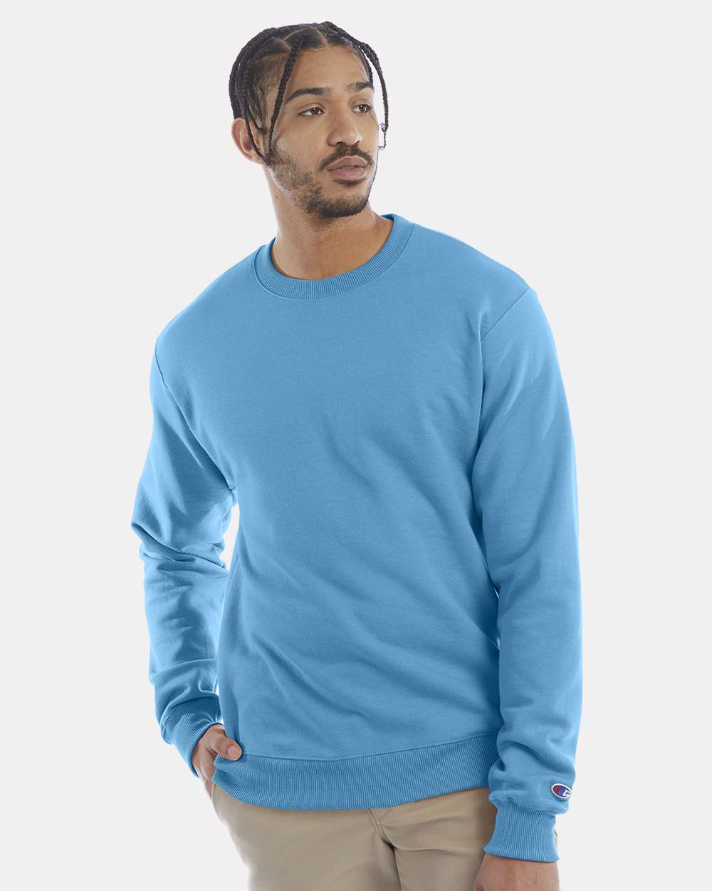 Men's Powerblend® Crewneck Sweatshirt - OnModelFront - B21284263 - Blue Lagoon