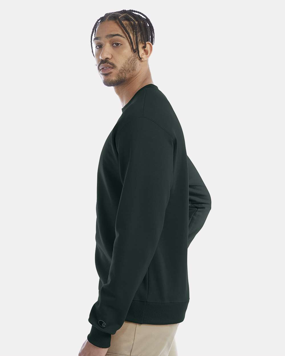 Men's Powerblend® Crewneck Sweatshirt - OnModelSide - B21284193 - Dark Green