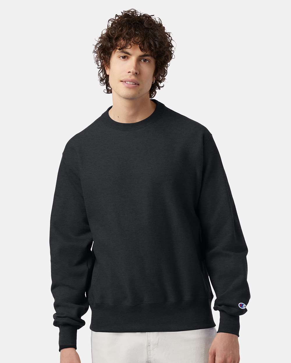 Unisex Reverse Weave® Crewneck Sweatshirt - OnModelFront - B20384093 - Charcoal Heather