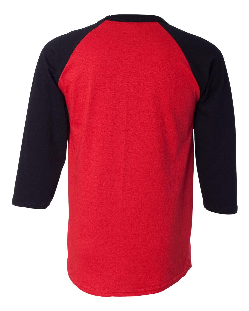 Unisex Raglan Sleeve Baseball T-Shirt - Back - B04884703 - Scarlet/ Black