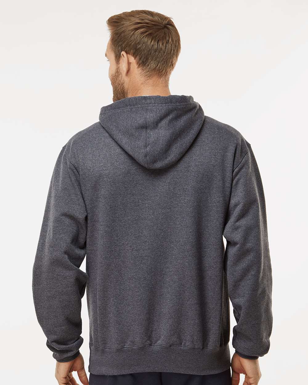 Men's Cotton Max Hooded Sweatshirt - OnModelBack - B21584093 - Charcoal Heather