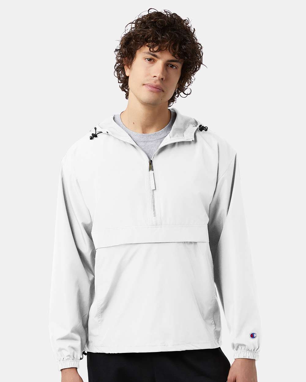 Men's Packable Anorak Jacket - OnModelSide - B63284003 - White