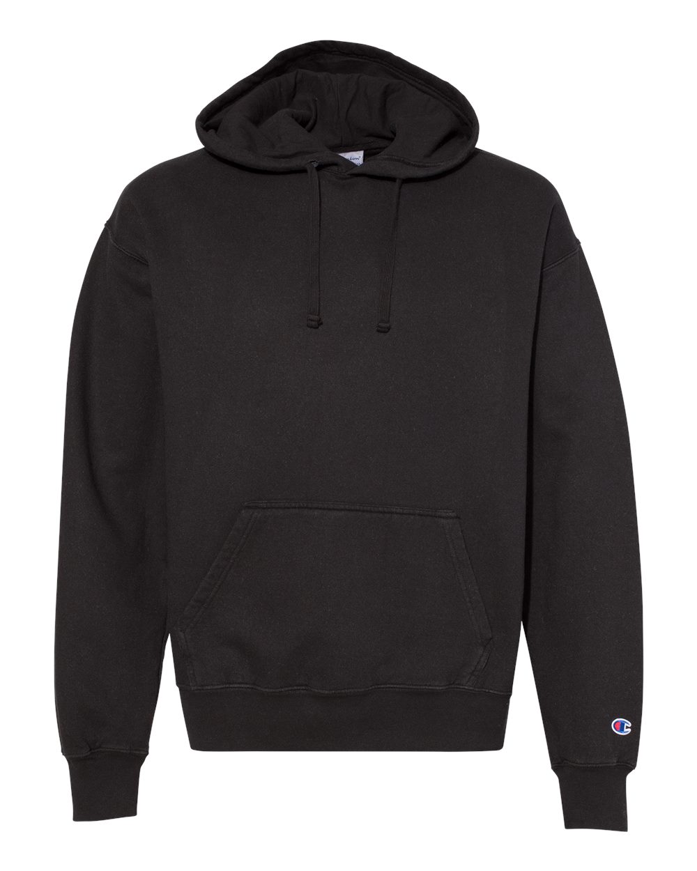 Unisex Garment-Dyed Hooded Sweatshirt - Front - B00584503 - Black
