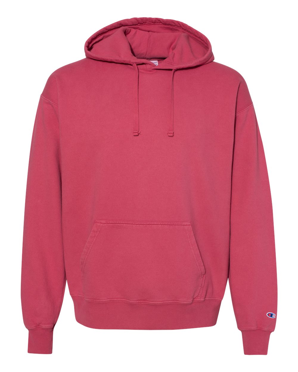 Unisex Garment-Dyed Hooded Sweatshirt - Front - B00584703 - Crimson