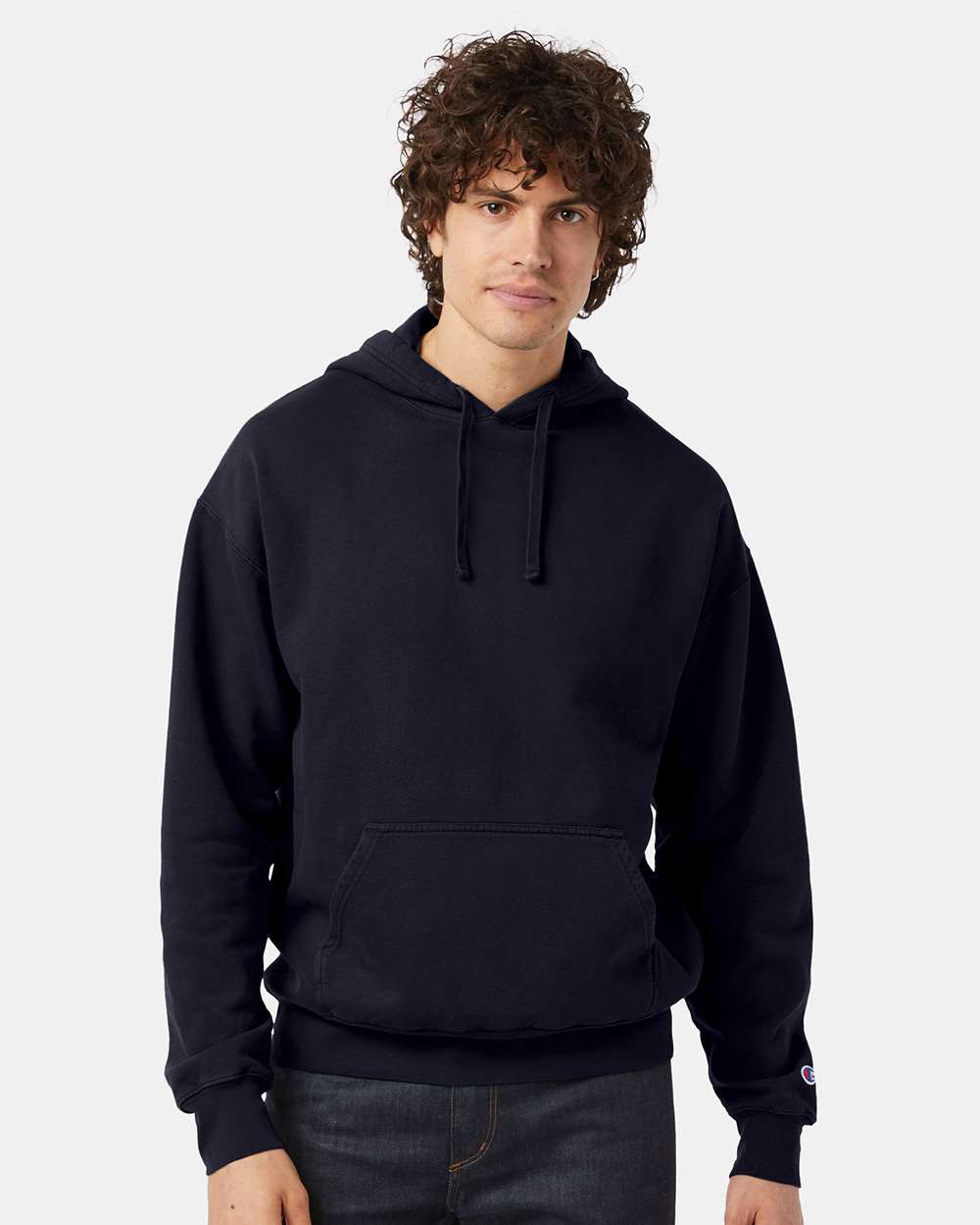 Unisex Garment-Dyed Hooded Sweatshirt - OnModelFront - B00584657 - Navy