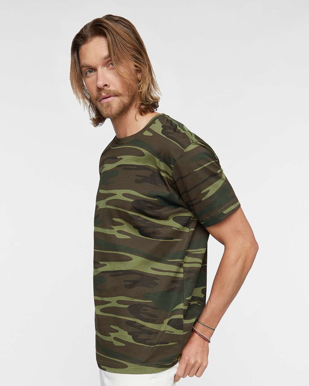 Men's Camo Tee - OnModelSide - B10238623 - Green Woodland