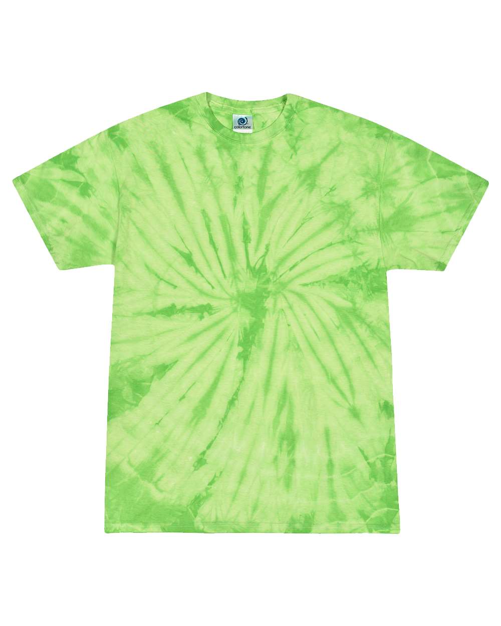 Unisex Multi-Color Tie-Dyed T-Shirt - Front - B10002793 - Spider Lime