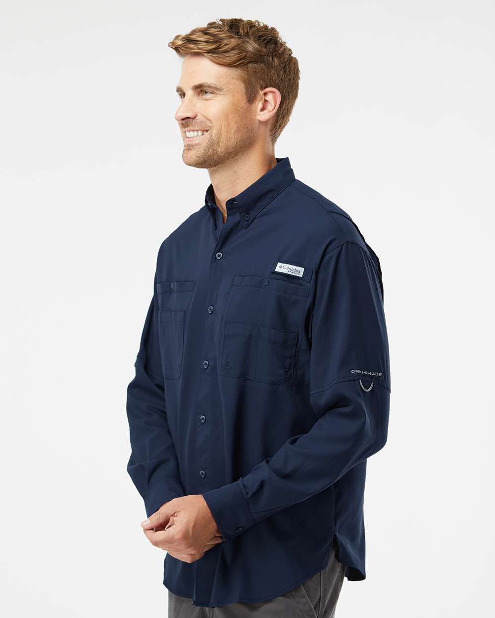 Men's PFG Tamiami™ II Shirt - OnModelSide - B14224653 - Collegiate Navy
