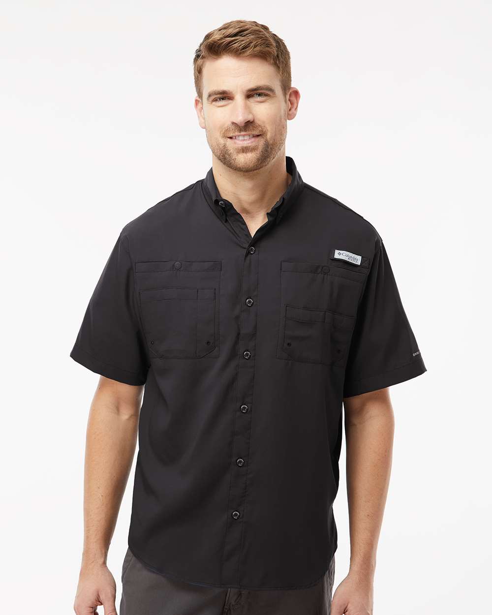 Men's PFG Tamiami™ II Short Sleeve Shirt - OnModelFront - B14324503 - Black