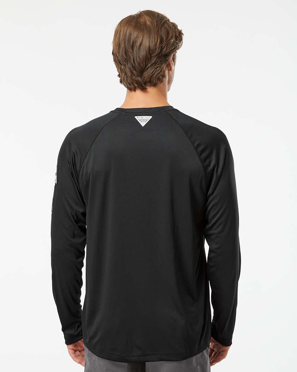 Men's PFG Terminal Tackle™ Long Sleeve T-Shirt - OnModelBack - B14624503 - Black/ Cool Grey