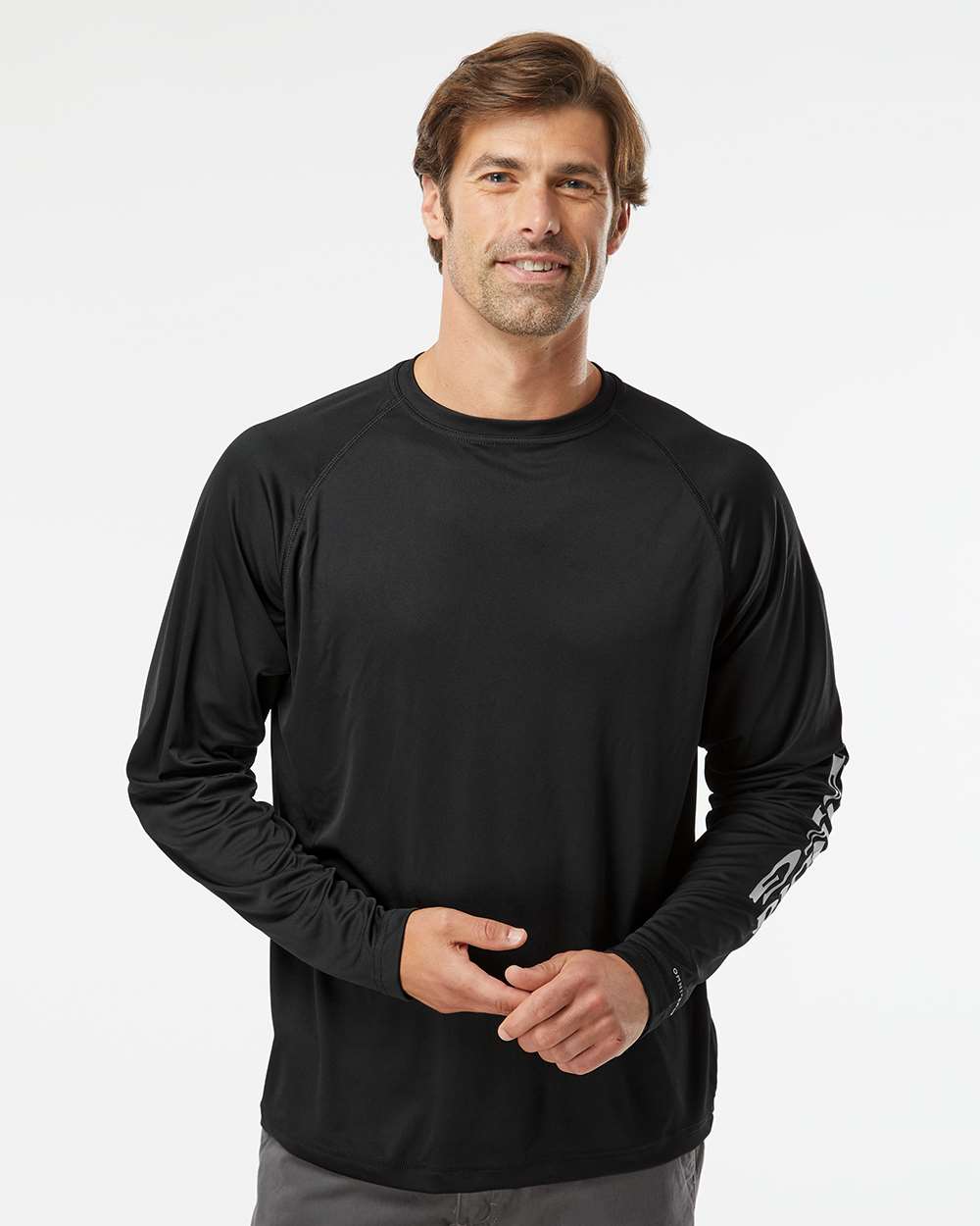 Men's PFG Terminal Tackle™ Long Sleeve T-Shirt - OnModelFront - B14624503 - Black/ Cool Grey