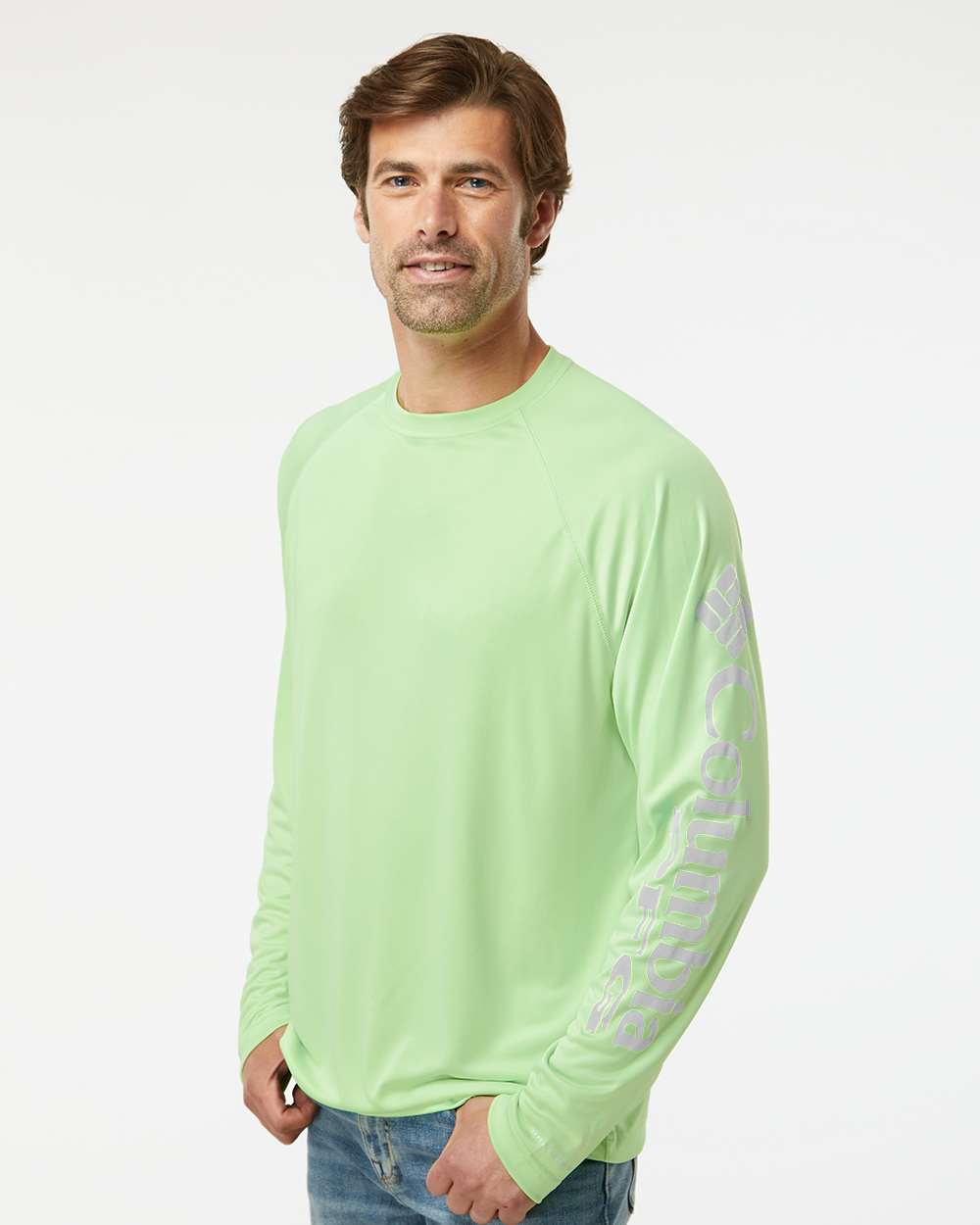 Men's PFG Terminal Tackle™ Long Sleeve T-Shirt - OnModelSide - B14624173 - Key West/ Cool Grey