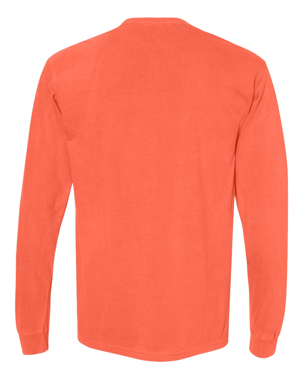 Garment-Dyed Heavyweight Long Sleeve T-Shirt - Back - B08108153 - Neon Red Orange