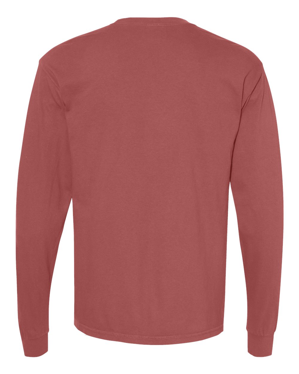 Garment-Dyed Heavyweight Long Sleeve T-Shirt - Back - B08108523 - Brick