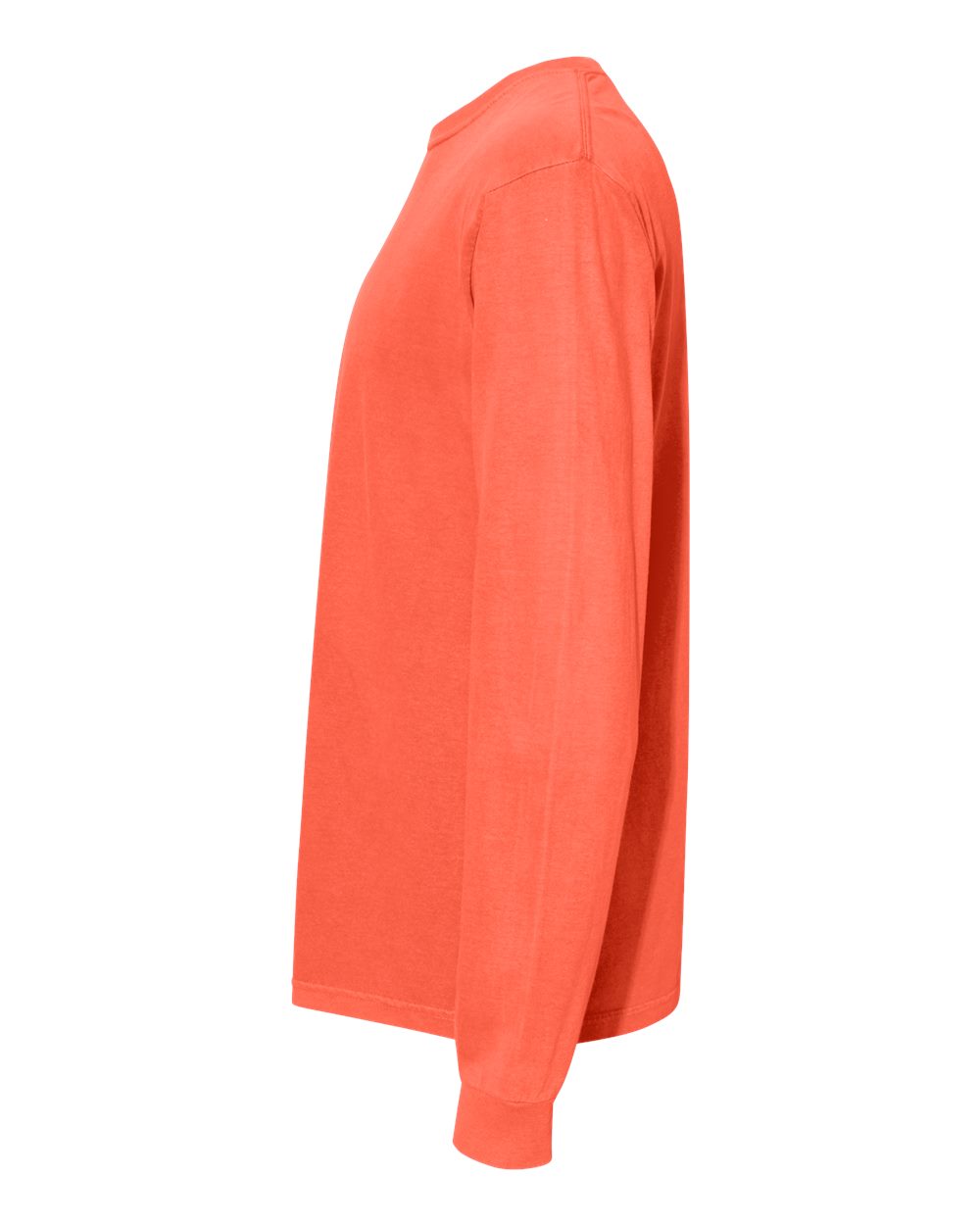 Garment-Dyed Heavyweight Long Sleeve T-Shirt - DirectSide - B08108153 - Neon Red Orange