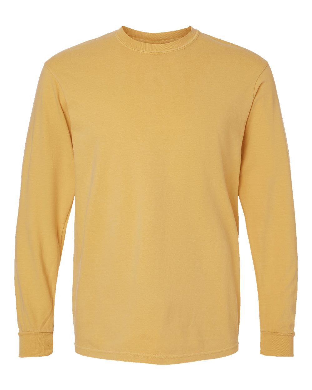 Garment-Dyed Heavyweight Long Sleeve T-Shirt - Front - B08108283 - Mustard