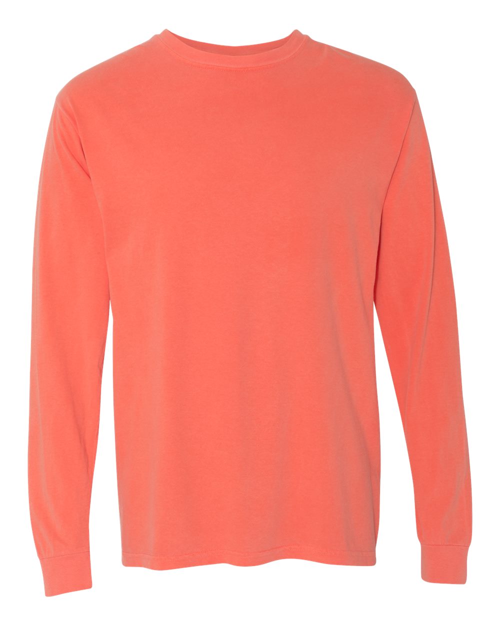Garment-Dyed Heavyweight Long Sleeve T-Shirt - Front - B08108513 - Bright Salmon