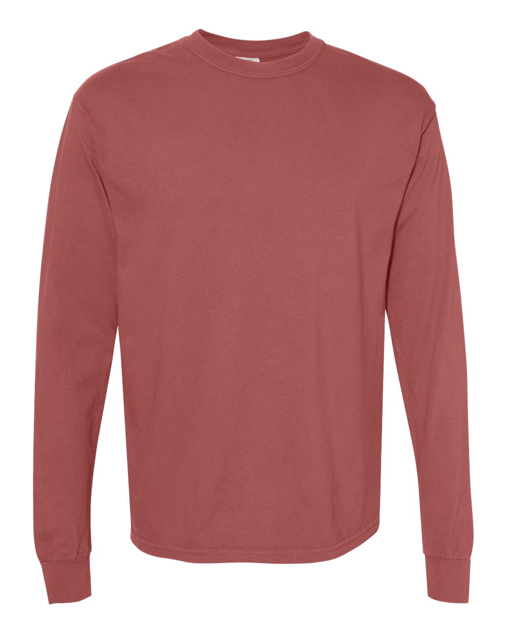 Garment-Dyed Heavyweight Long Sleeve T-Shirt - Front - B08108523 - Brick