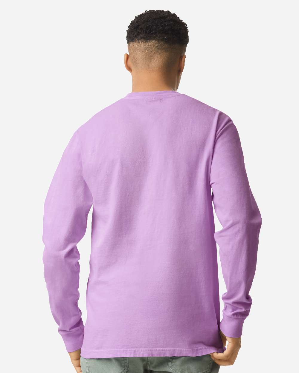 Garment-Dyed Heavyweight Long Sleeve T-Shirt - OnModelBack - B08108043 - Orchid