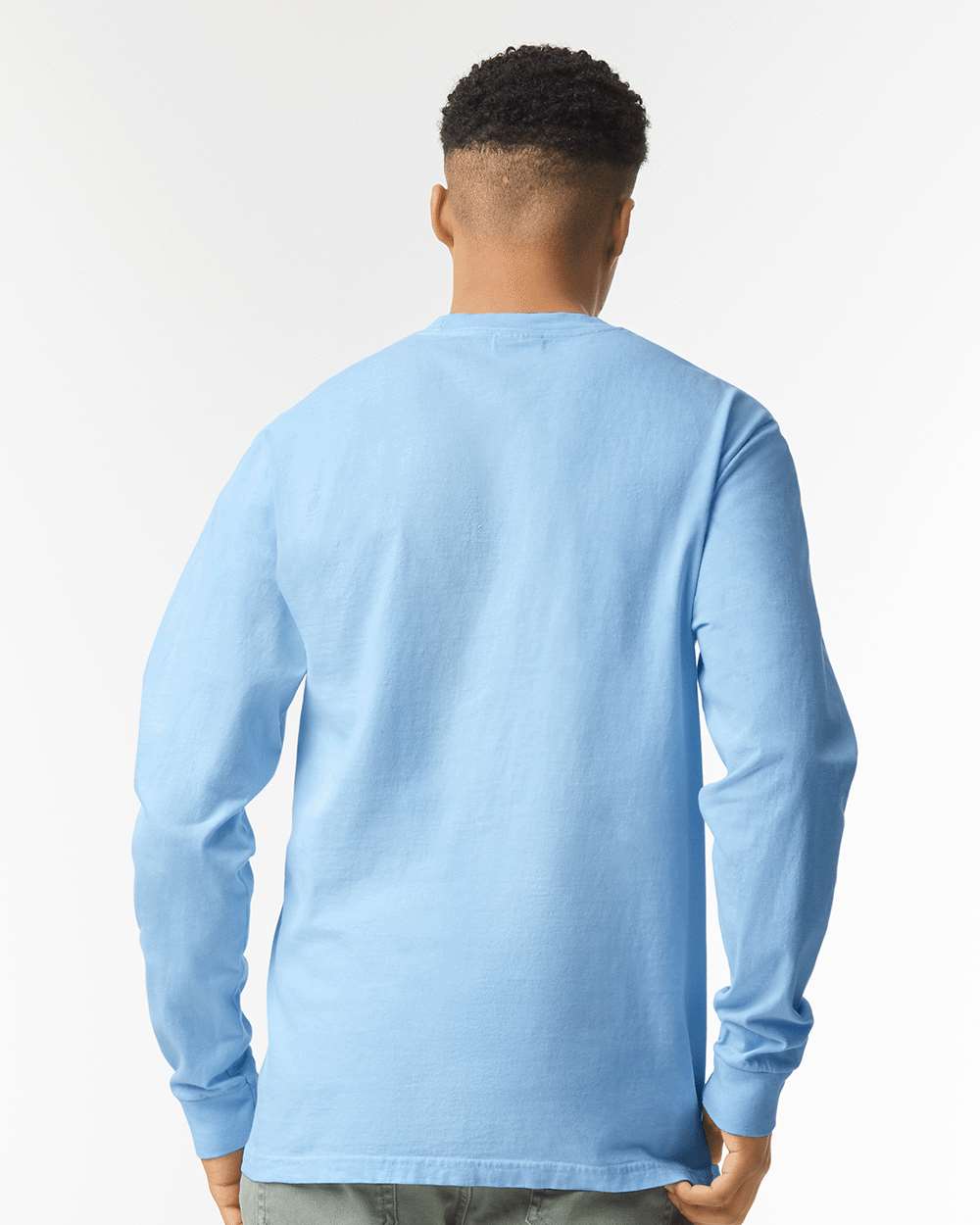 Garment-Dyed Heavyweight Long Sleeve T-Shirt - OnModelBack - B08108063 - Hydrangea