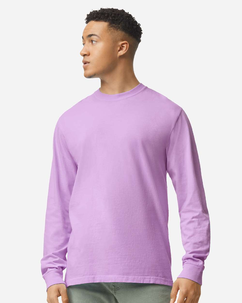 Garment-Dyed Heavyweight Long Sleeve T-Shirt - OnModelFront - B08108043 - Orchid